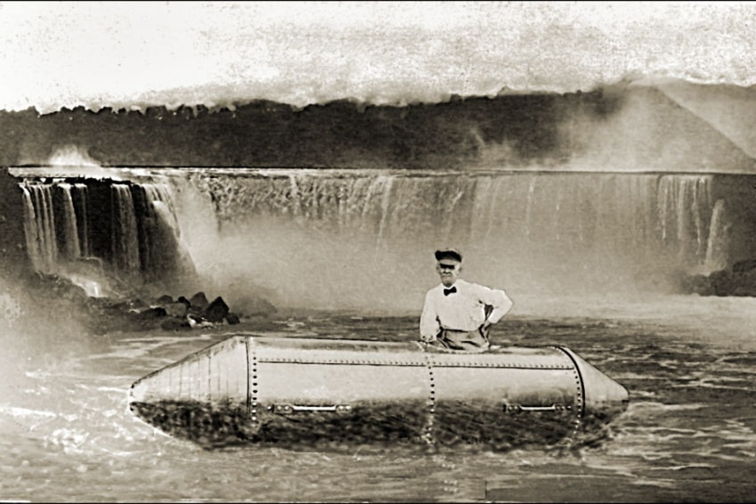 Vintage photo of a Niagara Falls Daredevil for our post, fun and interesting facts about Niagara Falls.