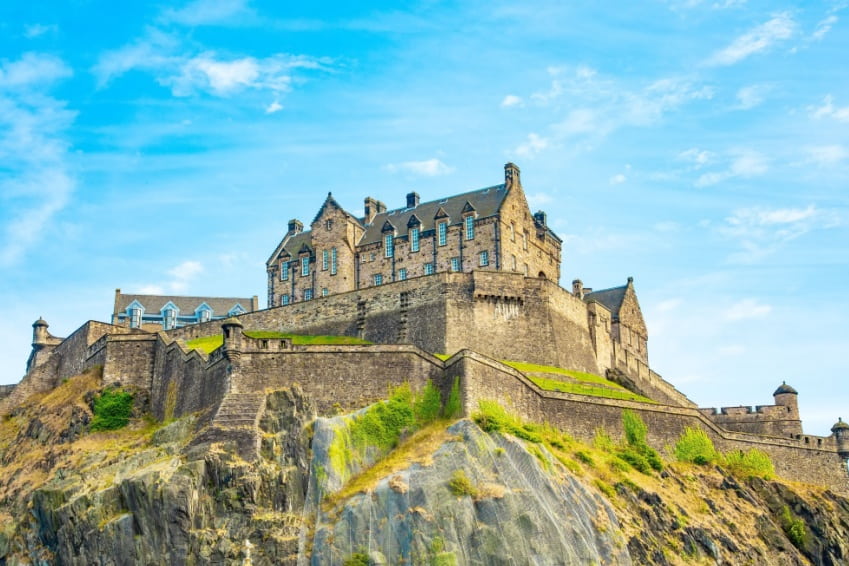 Edinburgh Castle perched on Castle Rock, one of the most iconic facts about Edinburgh