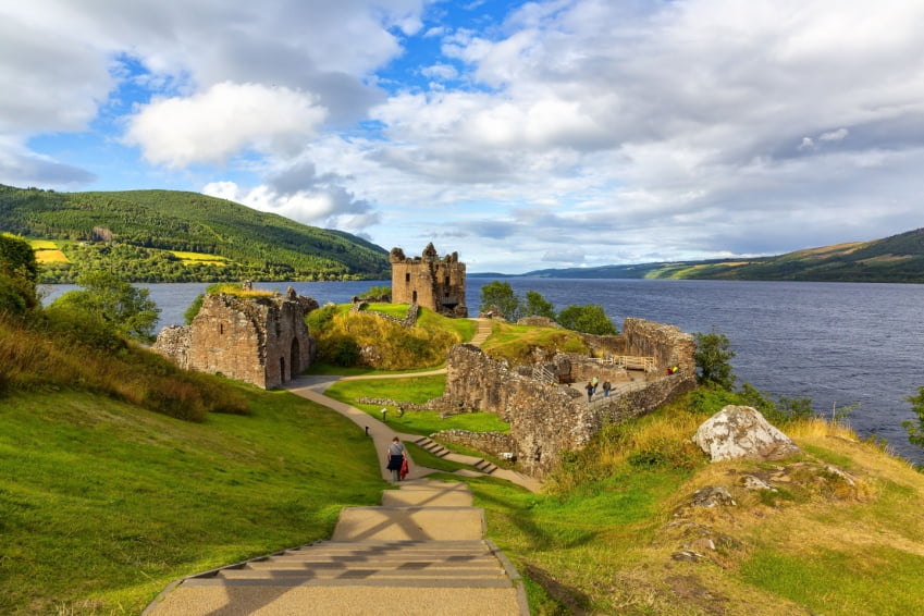 Urquhart Castle ruins overlooking Loch Ness – linking myths of Nessie with fascinating facts about Edinburgh’s history.