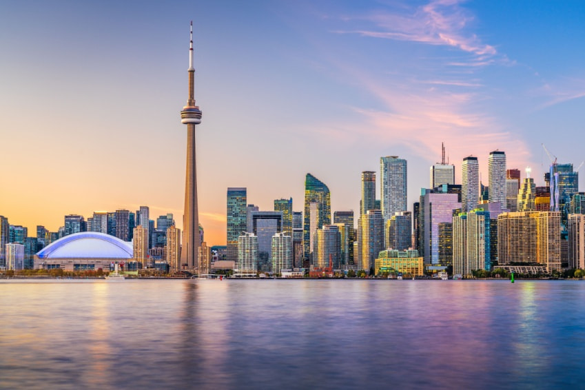 Cityscape of Toronto, Ontario, Canada at dusk - a stunning view to experience during 3 days in Toronto.